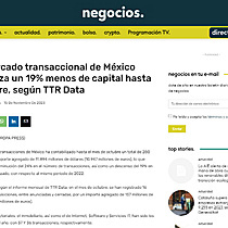 El mercado transaccional de Mxico moviliza un 19% menos de capital hasta octubre, segn TTR Data